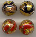 Aventurina, Gold 14mm, with Black or Red Swirls